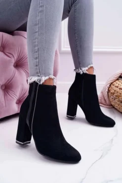 Sale Botki Damskie Na Obcasie Czarne Domeno Damskie Botki Na Słupku|Botki Zimowe Damskie