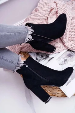 Sale Botki Damskie Na Obcasie Czarne Domeno Damskie Botki Na Słupku|Botki Zimowe Damskie