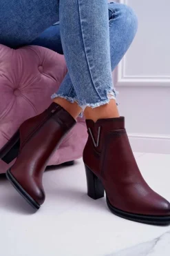 Botki Na Słupku|Botki Zimowe Damskie></noscript>Buty Sergio Leone Botki Damskie Na Obcasie Sergio Leone Bordowe BT537