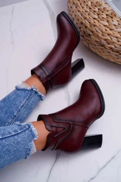 Botki Na Słupku|Botki Zimowe Damskie></noscript>Buty Sergio Leone Botki Damskie Na Obcasie Sergio Leone Bordowe BT537