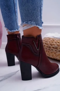 Botki Na Słupku|Botki Zimowe Damskie></noscript>Buty Sergio Leone Botki Damskie Na Obcasie Sergio Leone Bordowe BT537