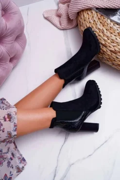 Outlet Botki Damskie Na Obcasie Czarne Mondego Damskie Botki Na Słupku|Botki Zimowe Damskie