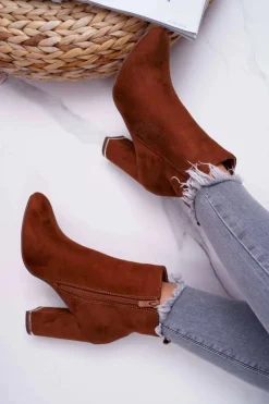 New Boto Botki Damskie Na Obcasie Camel Sadie