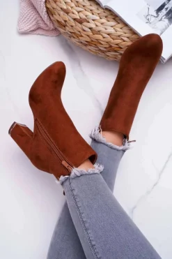 New Boto Botki Damskie Na Obcasie Camel Sadie