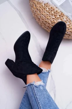 Discount Buty Sergio Leone Botki Damskie Na Obcasie Sergio Leone Czarne BT525