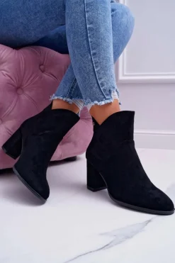 Discount Buty Sergio Leone Botki Damskie Na Obcasie Sergio Leone Czarne BT525