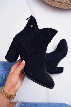 Discount Buty Sergio Leone Botki Damskie Na Obcasie Sergio Leone Czarne BT525