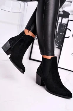 Botki Na Słupku|Czarne Botki></noscript>Buty Sergio Leone Botki Damskie Na Obcasie Sergio Leone Zamszowe Czarne BT613