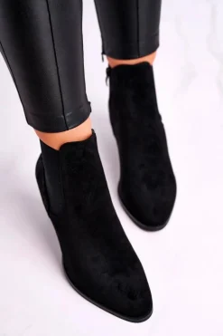 Botki Na Słupku|Czarne Botki></noscript>Buty Sergio Leone Botki Damskie Na Obcasie Sergio Leone Zamszowe Czarne BT613