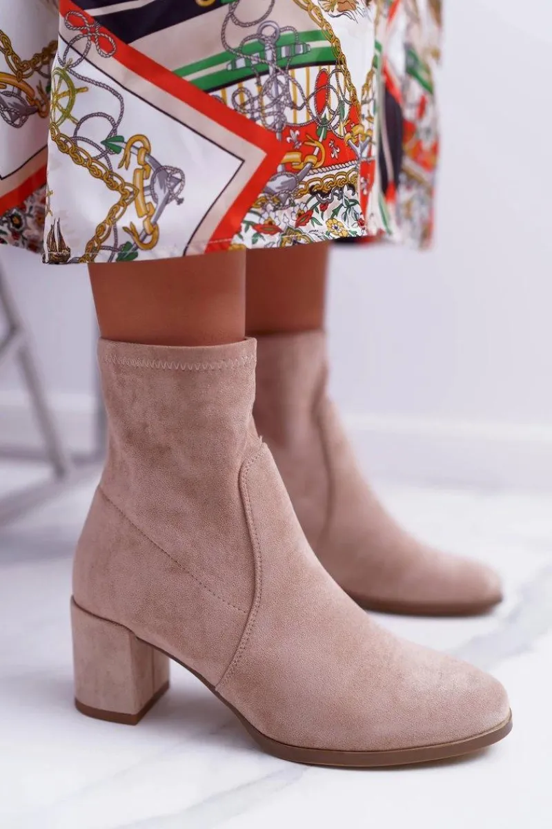 Online Buty Sergio Leone Botki Damskie Na Obcasie Wiosenne Sergio Leone Wsuwane Beżowe LikeStar