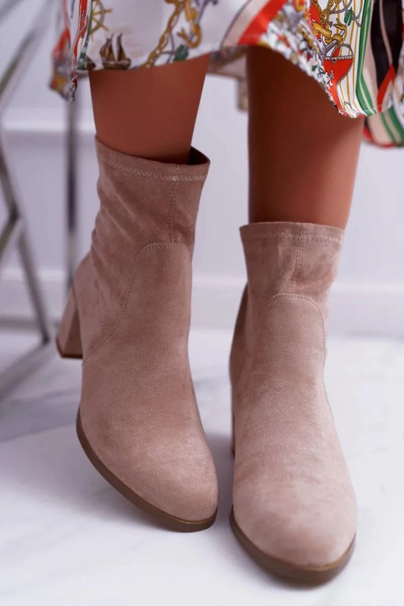 Online Buty Sergio Leone Botki Damskie Na Obcasie Wiosenne Sergio Leone Wsuwane Beżowe LikeStar