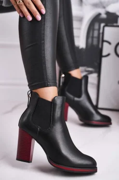 Hot Buty Sergio Leone Botki Damskie Na Obcasie Sergio Leone Czarne BT538