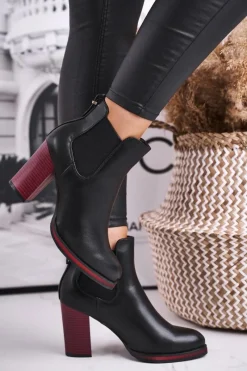 Hot Buty Sergio Leone Botki Damskie Na Obcasie Sergio Leone Czarne BT538