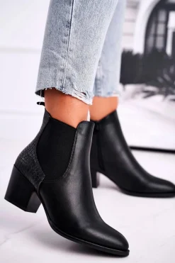 Hot Buty Sergio Leone Botki Damskie Na Obcasie Sergio Leone Czarne BT613