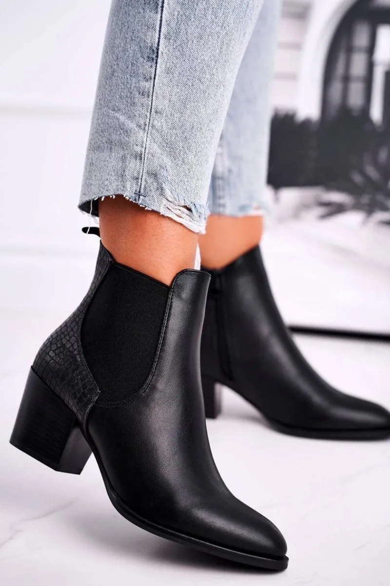 Hot Buty Sergio Leone Botki Damskie Na Obcasie Sergio Leone Czarne BT613