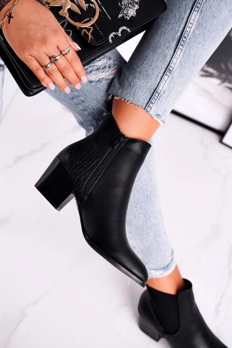 Hot Buty Sergio Leone Botki Damskie Na Obcasie Sergio Leone Czarne BT613