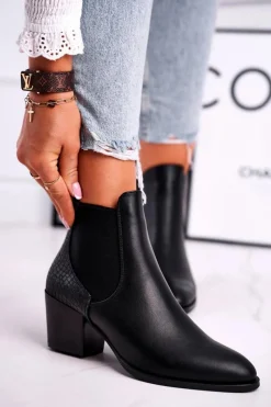 Hot Buty Sergio Leone Botki Damskie Na Obcasie Sergio Leone Czarne BT613