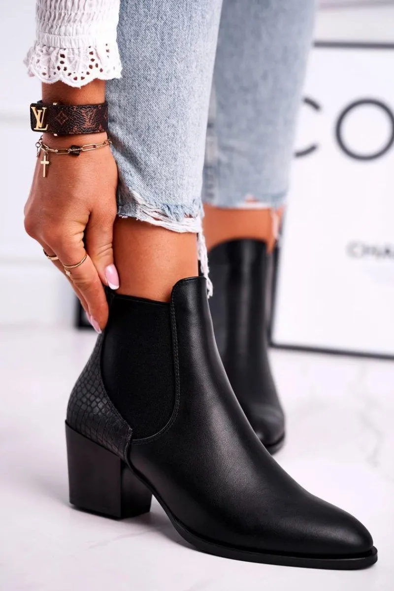 Hot Buty Sergio Leone Botki Damskie Na Obcasie Sergio Leone Czarne BT613