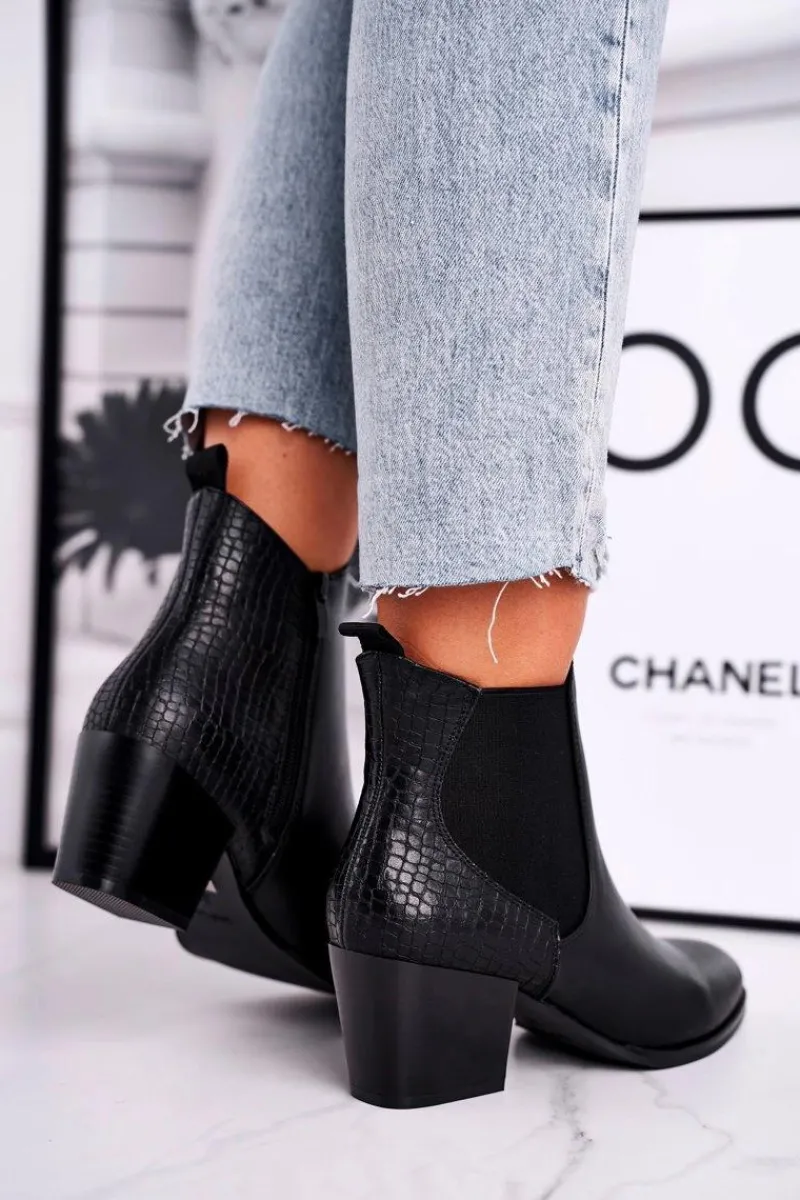 Hot Buty Sergio Leone Botki Damskie Na Obcasie Sergio Leone Czarne BT613