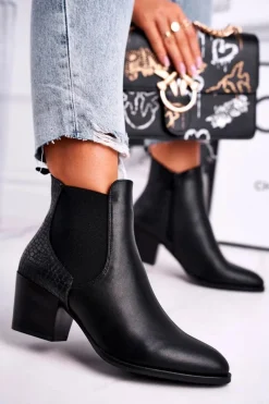 Hot Buty Sergio Leone Botki Damskie Na Obcasie Sergio Leone Czarne BT613