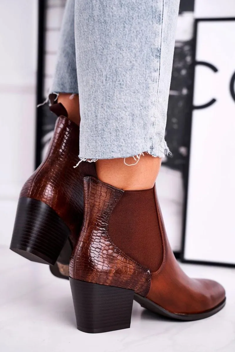 Discount Botki Damskie Na Obcasie Sergio Leone Brązowe BT613 Damskie Botki Na Słupku|Czarne Botki