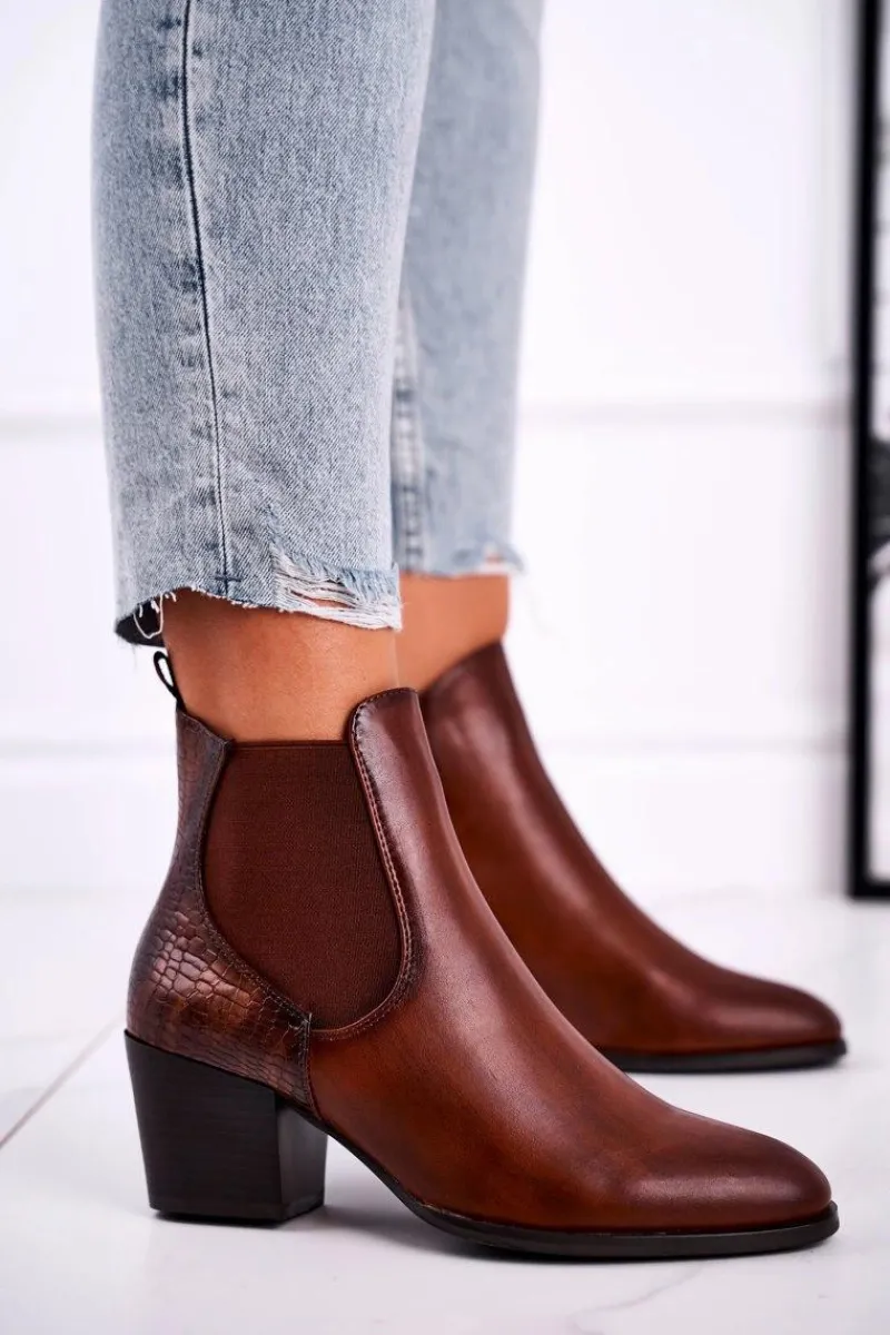 Discount Botki Damskie Na Obcasie Sergio Leone Brązowe BT613 Damskie Botki Na Słupku|Czarne Botki