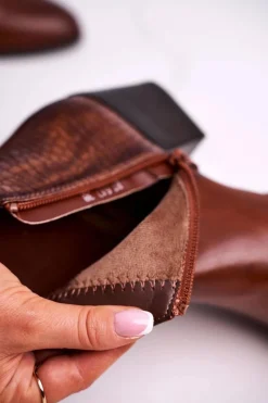 Discount Botki Damskie Na Obcasie Sergio Leone Brązowe BT613 Damskie Botki Na Słupku|Czarne Botki