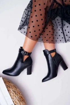 Best Boto Botki Damskie Na Obcasie Czarne Getren