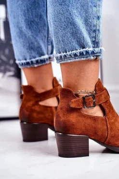 Online Buty damskie Vinceza Botki Damskie Na Obcasie Z Wycięciami Camel Sicily