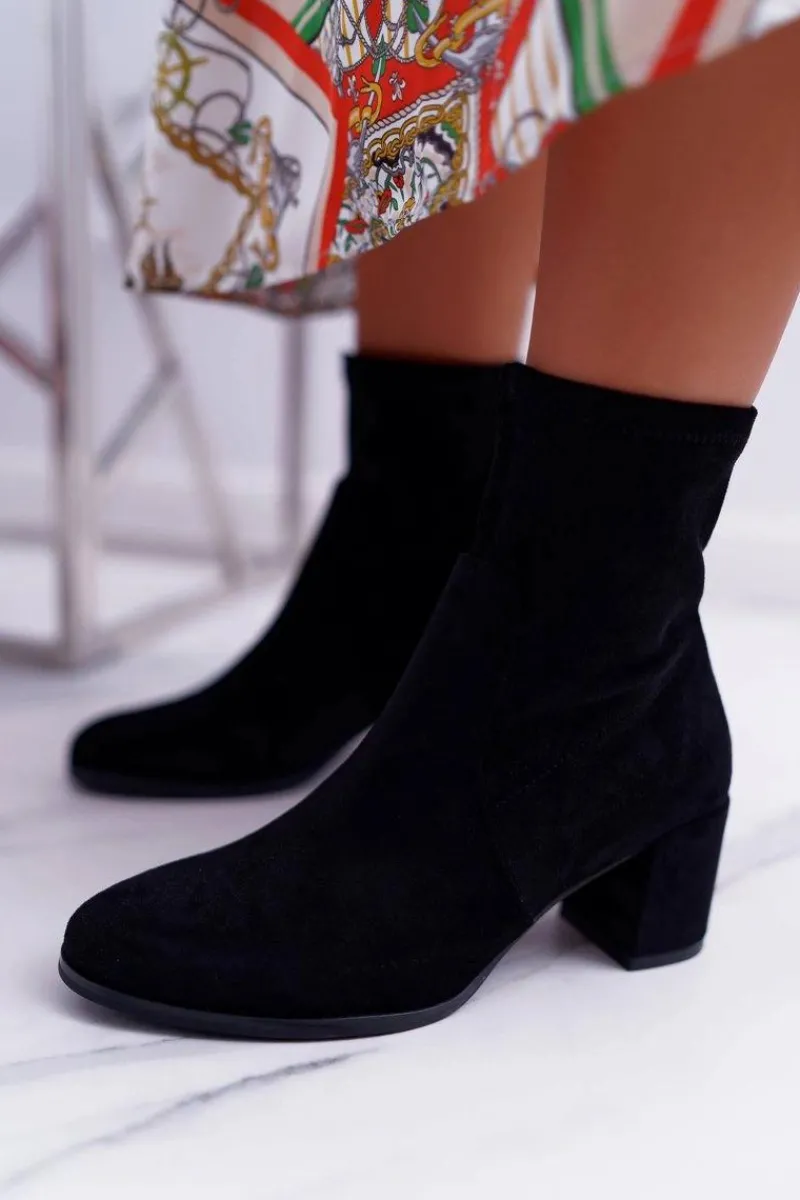 Online Botki Damskie Na Obcasie Wiosenne Sergio Leone Wsuwane Czarne LikeStar Damskie Botki Wiosenne|Botki Na Słupku