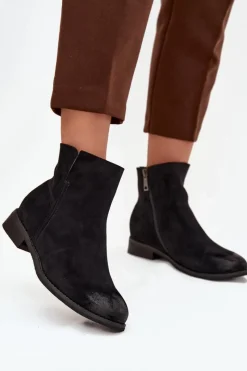 Online Buty damskie Vinceza Botki Damskie Na Płaskim Obcasie Vinceza 39961 Czarne Czarny