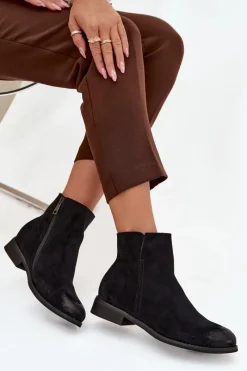 Online Buty damskie Vinceza Botki Damskie Na Płaskim Obcasie Vinceza 39961 Czarne Czarny