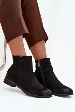 Online Buty damskie Vinceza Botki Damskie Na Płaskim Obcasie Vinceza 39961 Czarne Czarny