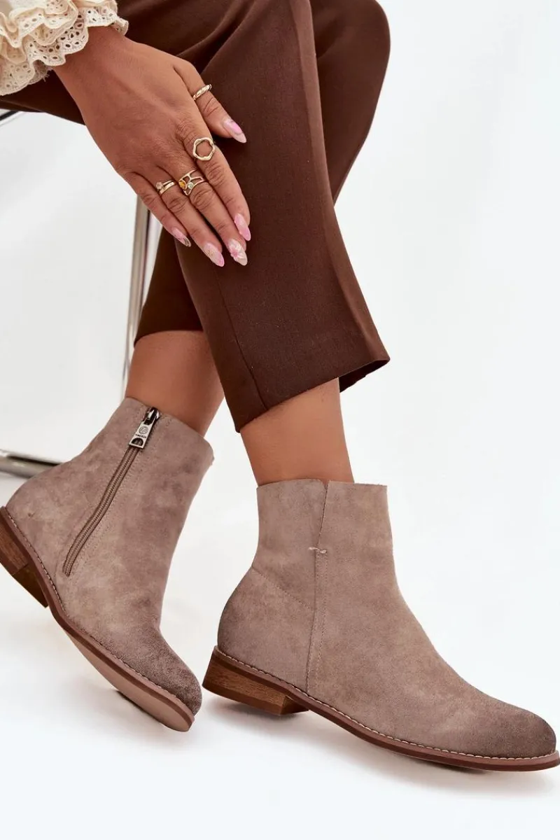 Brązowe I Beżowe Botki|Botki Płaskie>Buty damskie Vinceza Botki Damskie Na Płaskim Obcasie Vinceza 39961 Beżowe Beżowy