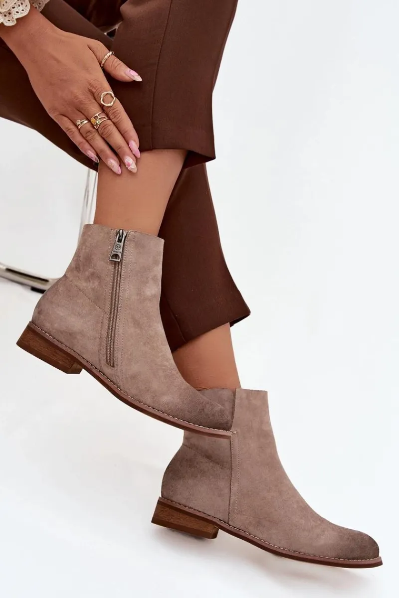 Brązowe I Beżowe Botki|Botki Płaskie>Buty damskie Vinceza Botki Damskie Na Płaskim Obcasie Vinceza 39961 Beżowe Beżowy