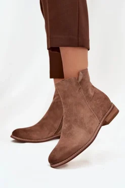 Botki Damskie Na Płaskim Obcasie Vinceza 39961 Jasnobrązowe Damskie Brązowe I Beżowe Botki|Botki Płaskie