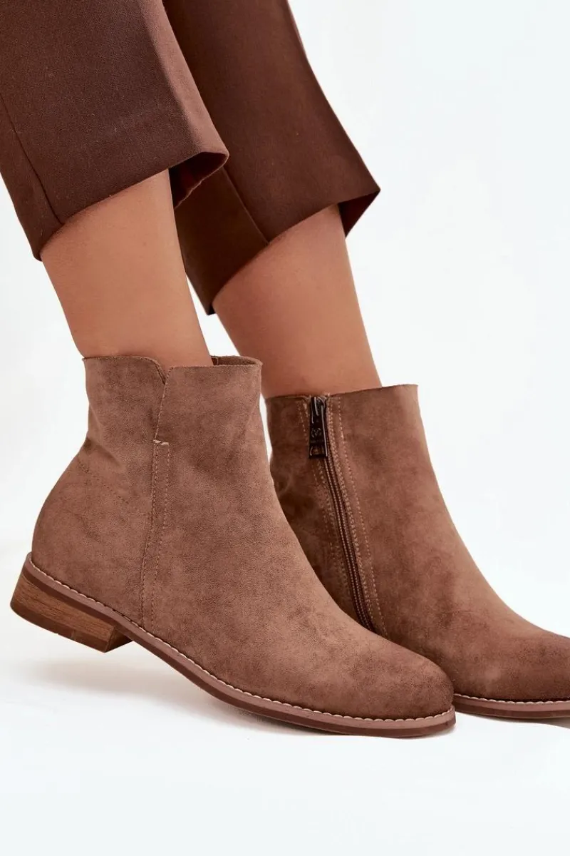 Botki Damskie Na Płaskim Obcasie Vinceza 39961 Jasnobrązowe Damskie Brązowe I Beżowe Botki|Botki Płaskie