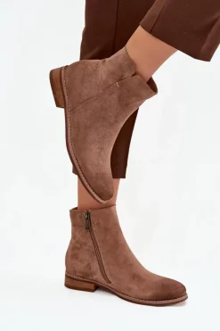 Botki Damskie Na Płaskim Obcasie Vinceza 39961 Jasnobrązowe Damskie Brązowe I Beżowe Botki|Botki Płaskie