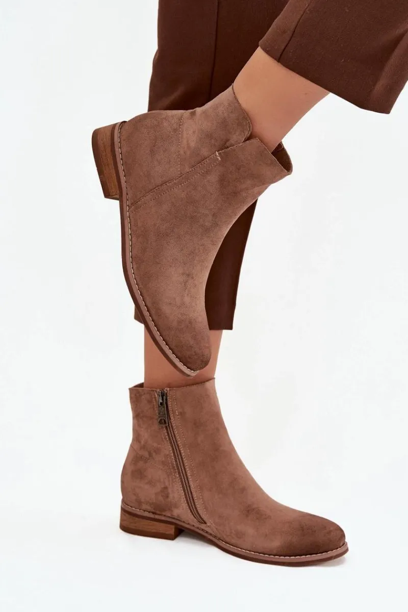 Botki Damskie Na Płaskim Obcasie Vinceza 39961 Jasnobrązowe Damskie Brązowe I Beżowe Botki|Botki Płaskie