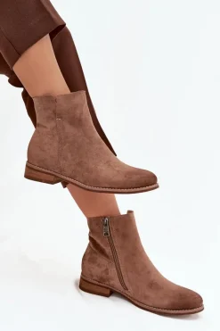 Botki Damskie Na Płaskim Obcasie Vinceza 39961 Jasnobrązowe Damskie Brązowe I Beżowe Botki|Botki Płaskie