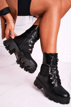 New Boto Botki Damskie Na Platformie Ocieplane Czarne Seul