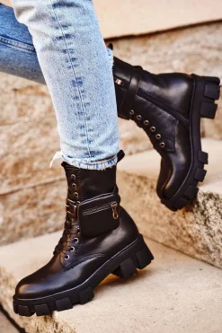 Botki Sznurowane|Czarne Botki><noscript><img width=