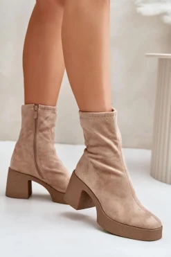 Botki Zimowe Damskie|Brązowe I Beżowe Botki><noscript><img width=