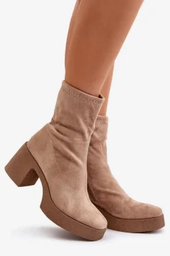 Botki Zimowe Damskie|Brązowe I Beżowe Botki><noscript><img width=