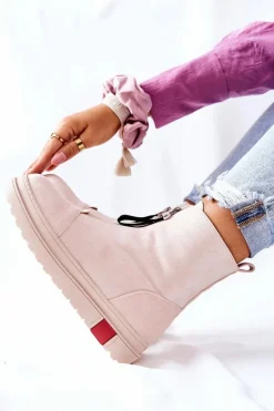 Best Boto Botki Damskie Na Platformie Beżowe Charlee