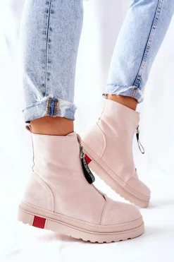 Best Boto Botki Damskie Na Platformie Beżowe Charlee