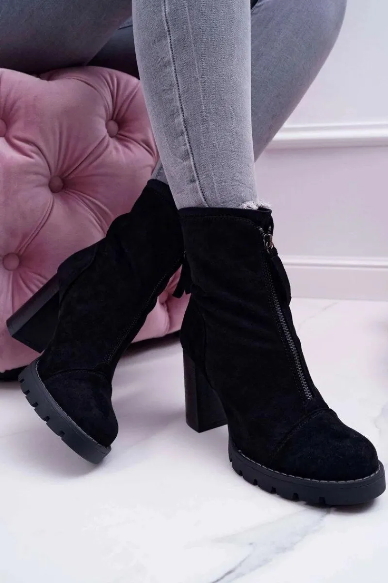 Discount Boto Botki Damskie Na Słupku Czarne Frann