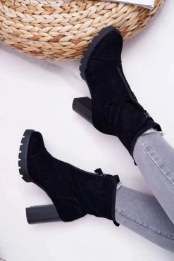 Discount Boto Botki Damskie Na Słupku Czarne Frann