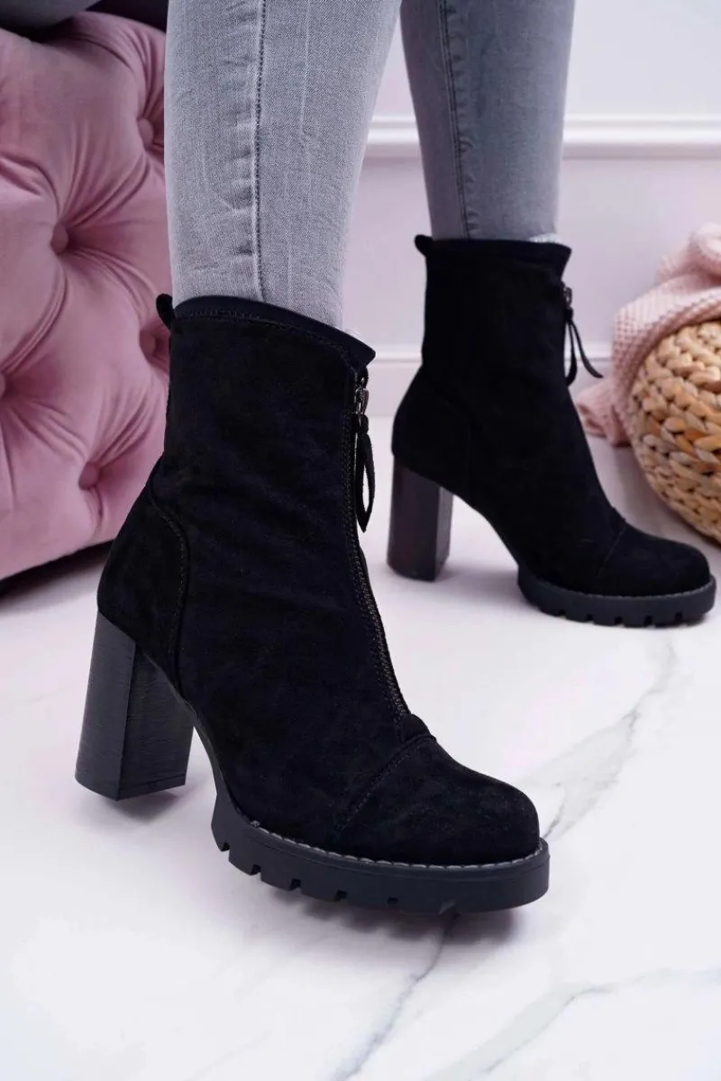 Discount Boto Botki Damskie Na Słupku Czarne Frann