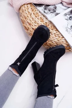 Discount Boto Botki Damskie Na Słupku Czarne Frann